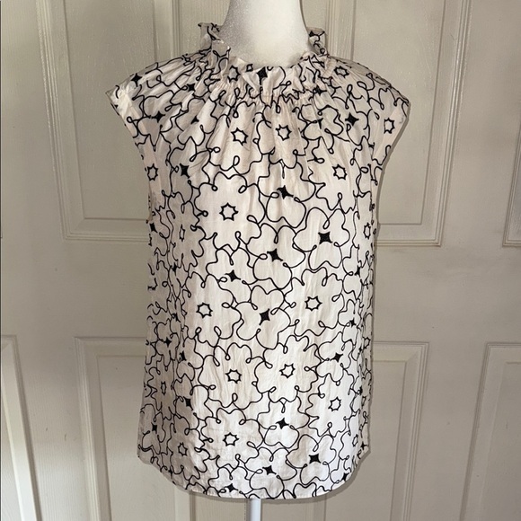 NWT Rebecca Taylor Tai Silk Blend Floral Embroidered Ruffled High Neck Top - Picture 2 of 7